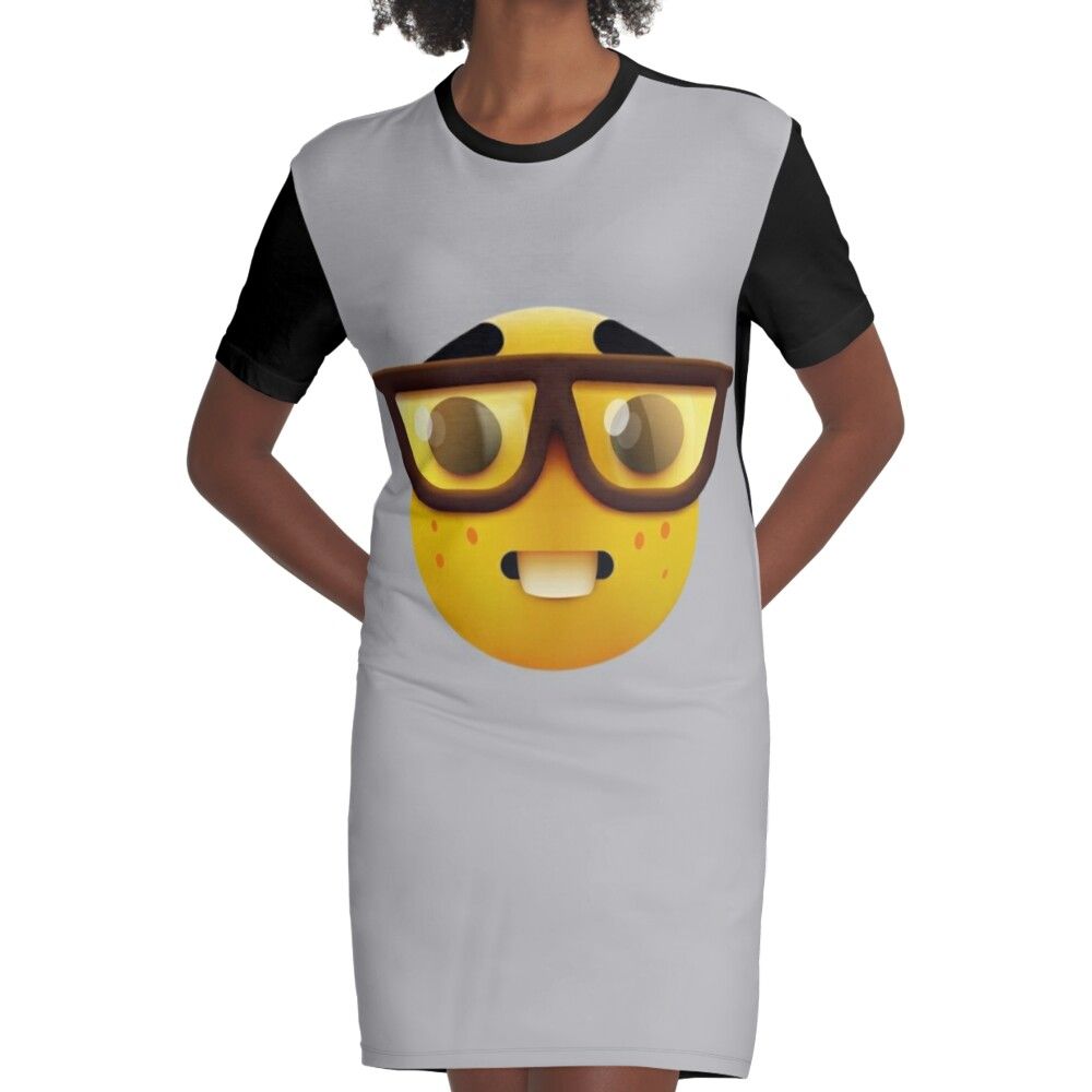 Goofy Ahh, Nerd Emoji Graphic T-Shirt Dress By Shrewd Mood