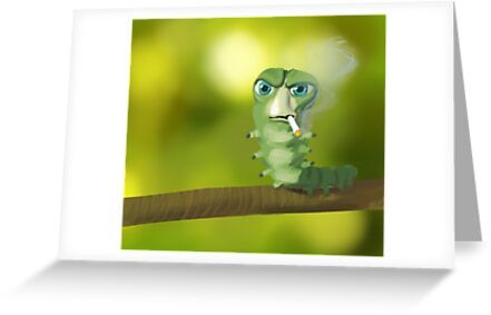 Goofy Ahh - Smoking Caterpillar Painting Greeting Card &Amp; Postcard By Deepan