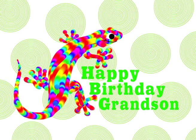 Grandson Happy Birthday Fantasy Salamander Card