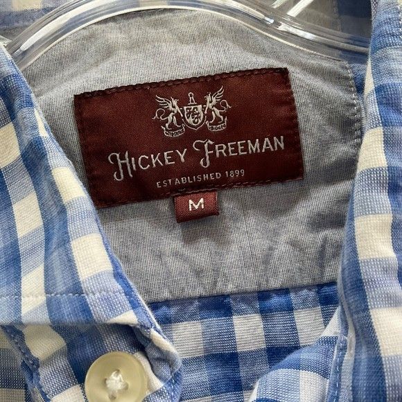 Hickey Freeman Shirt Mens Size Medium Long Sleeve Blue Plaid