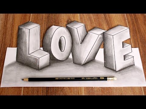 HOW to Draw LOVE 3D Letters   DRAWING 3D WORDS   Como Dibujar letras BONITAS 