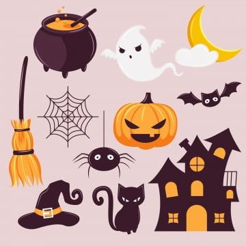 Halloween Element Vector Hd PNG Images, Cartoon Halloween Elements, Halloween Im