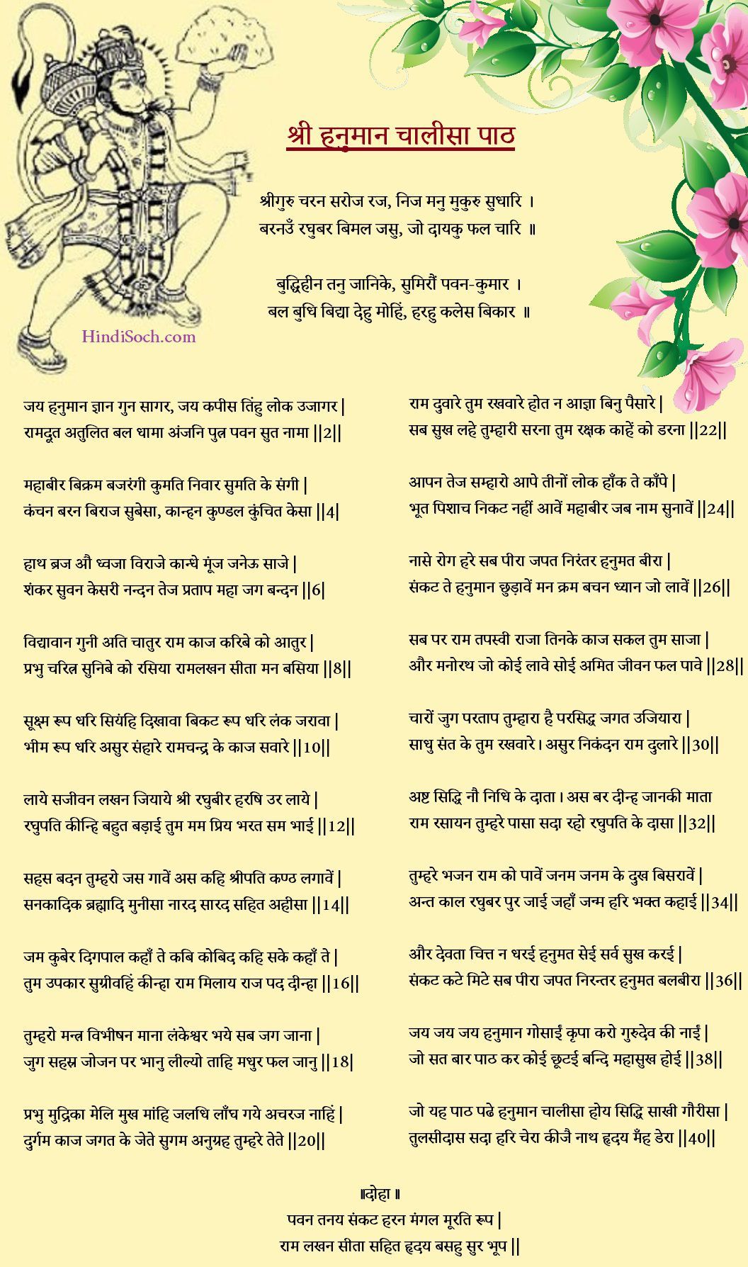 Hanuman Chalisa pdf Hindi श्री हनुमान चालीसा पाठ pdf