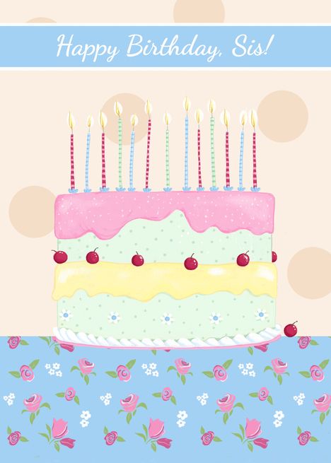 Happy Birthday Sis Floral Cake card