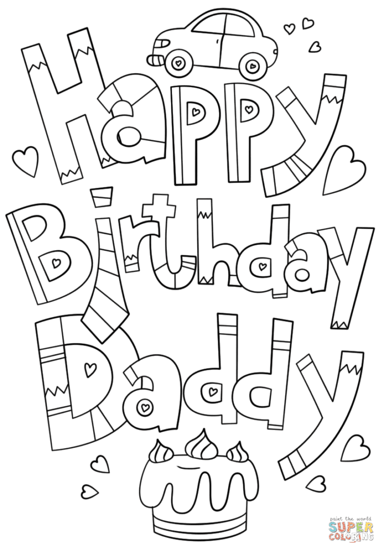 Happy Birthday Daddy Doodle Coloring Page Free Printable Coloring