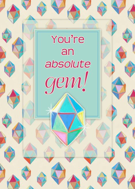 Happy Birthday Dear Friend - You're an absolute gem! pastel pattern card