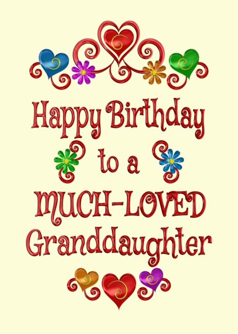 Happy Birthday Granddaughter Hearts And Flowers Card