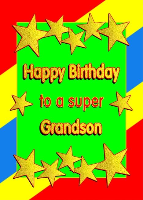 Happy Birthday Grandson Golden Stars card