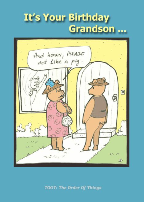 Happy Birthday Grandson - Humor - Cartoon card