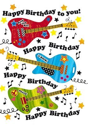 Happy Birthday Guitars Card | Happy birthday guitar, Happy birthday greetings, H