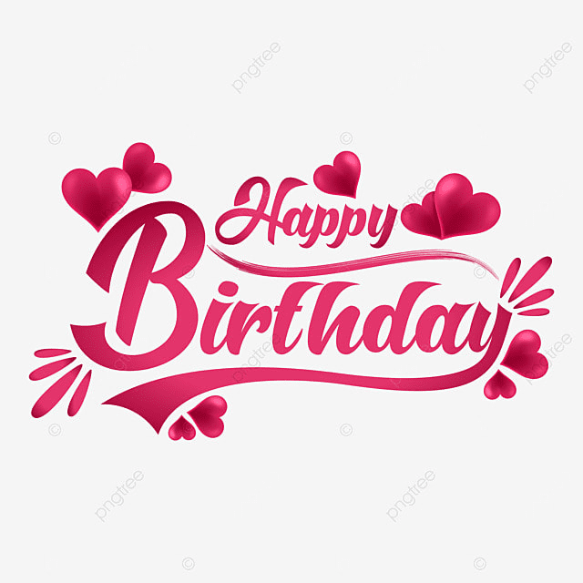 Happy Birthday Typography Vector Png Images, Happy Birthday Pink Beautiful Text