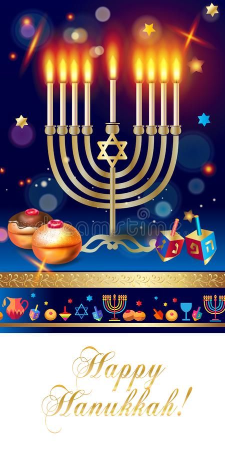 Happy Hanukkah Greeting Card Menorah Stock Vector - Illustration Of Falling, Fal