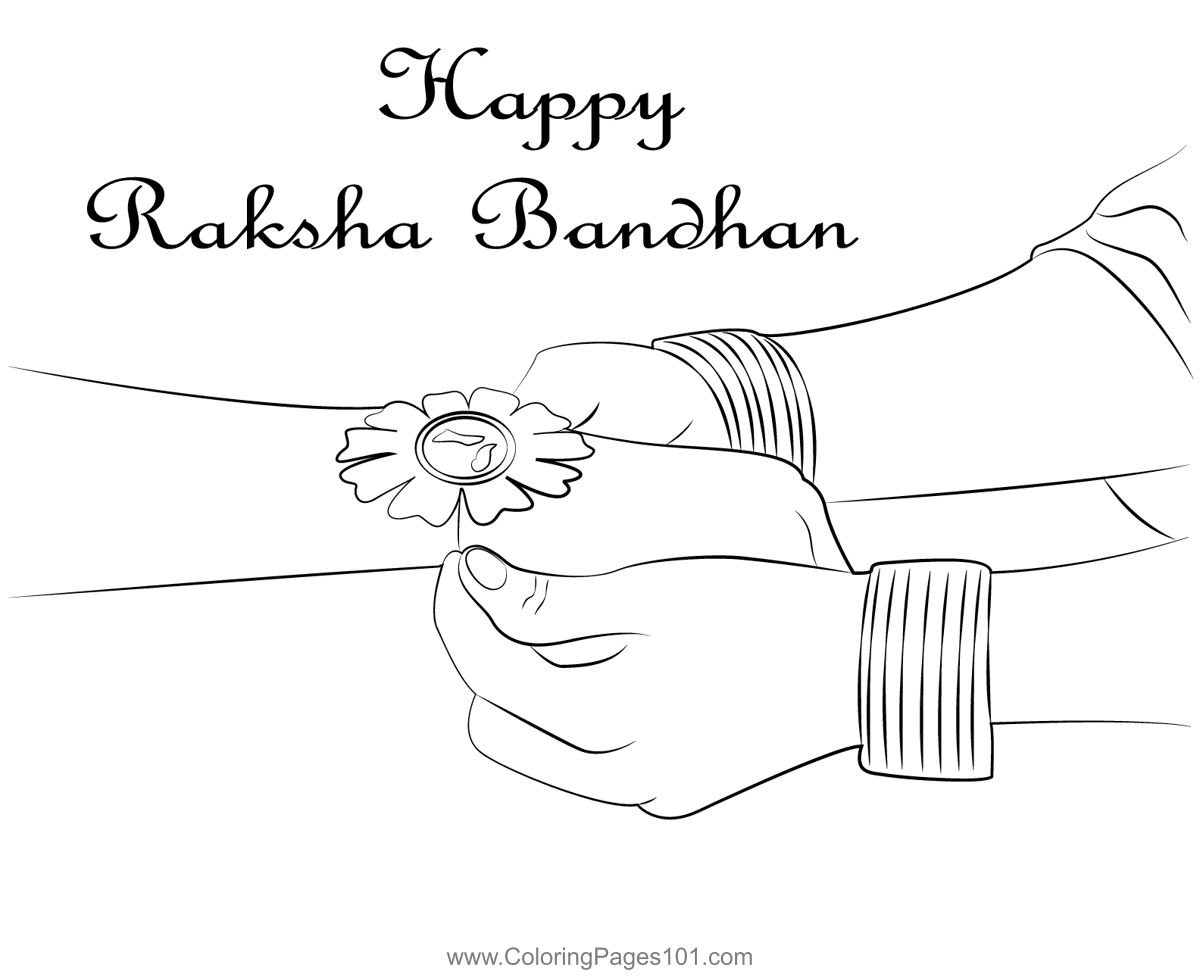 Happy Raksha Bandhan Coloring Page