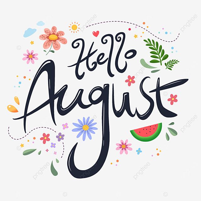 Hello August PNG Transparent, Hello August Cartoon Plant, Summer, Cartoon,