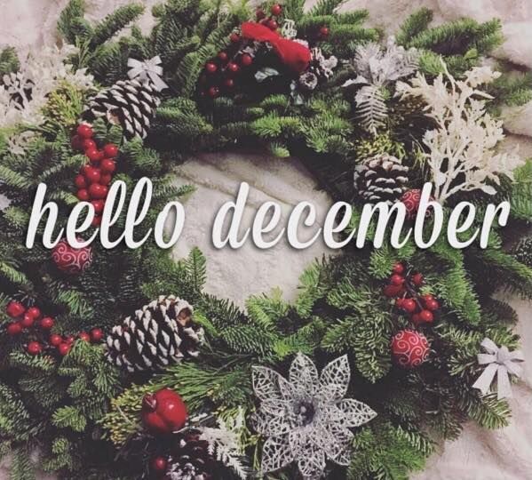 Hello December Christmas Wreath Quote