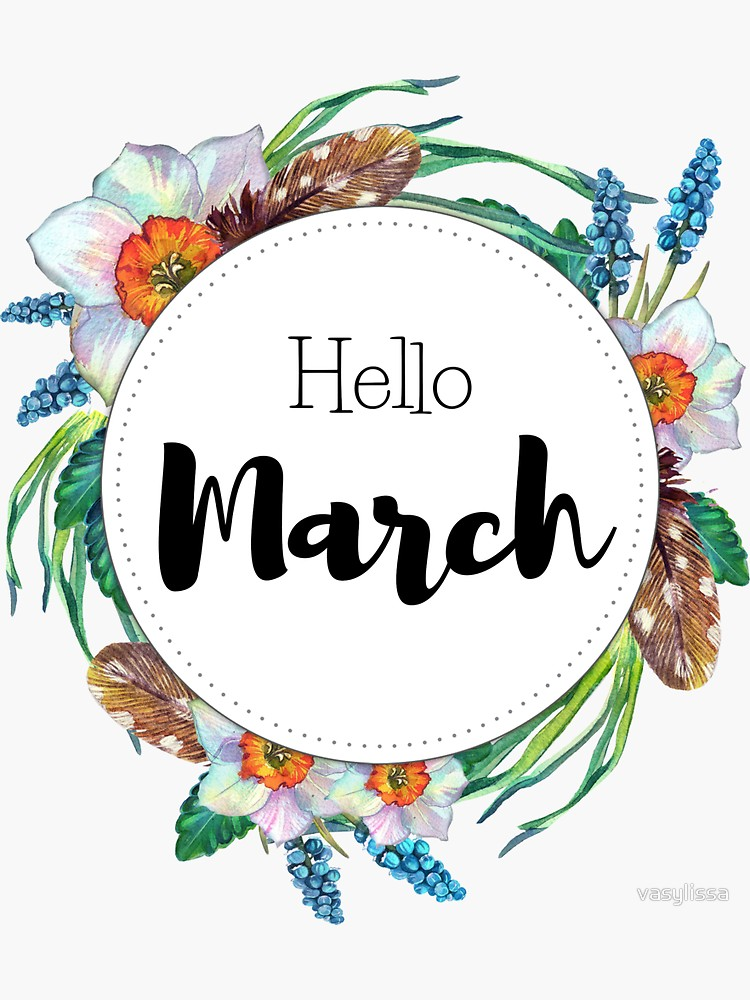 “Hello March , monthly cover for planners, bullet journals “