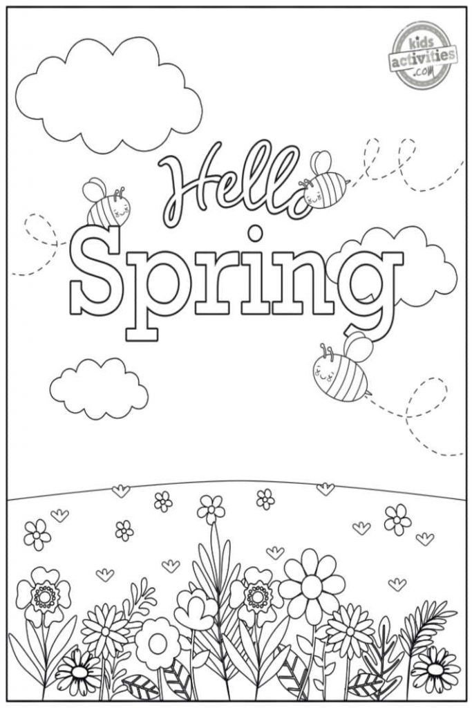 Hello Spring Coloring Pages to Welcome Spring Season