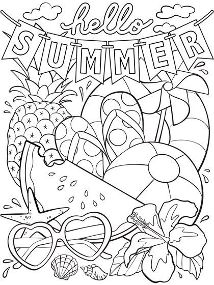 Hello Summer Coloring Page Images