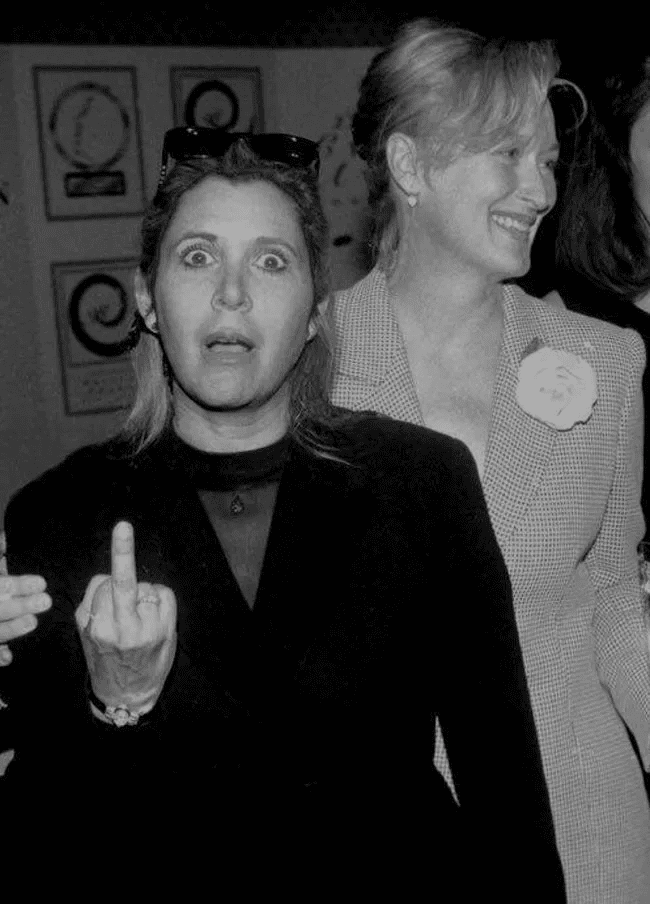 Here'S A Bunch Of Pictures Of Carrie Fisher Flipping People Off
