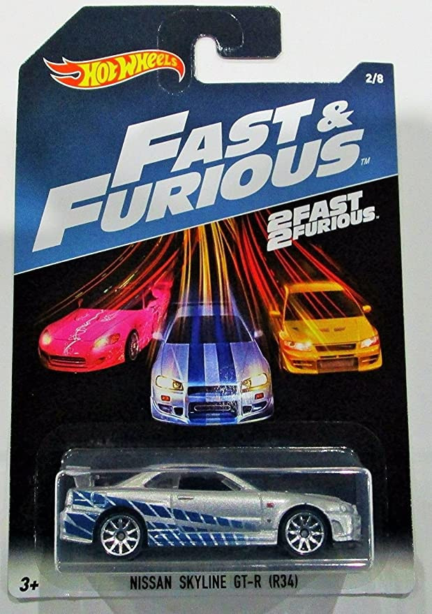 Hot Wheels 2017 Fast and Furious Nissan skyline GT-R R34 silver/blue 2 fast 2 fu