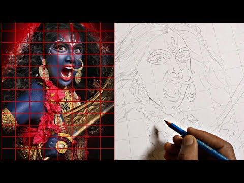 How To Draw Maa Kali Drawing Grid Method For