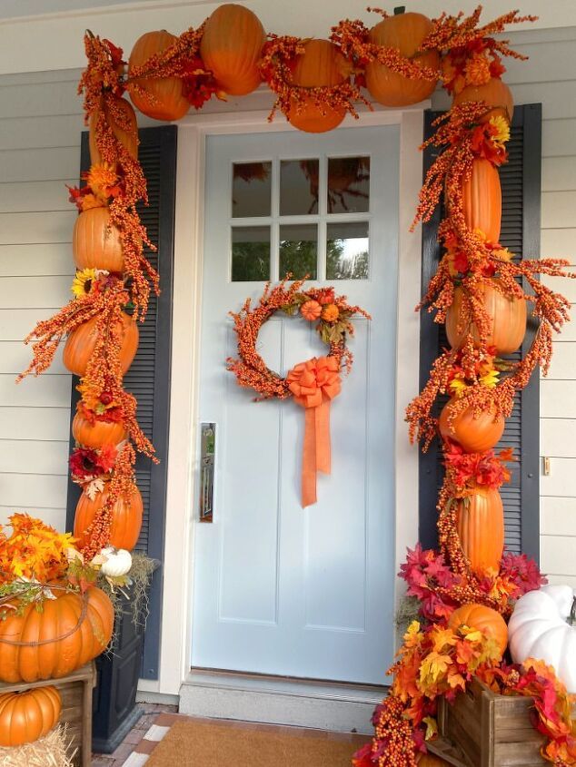How To Decorate Your Door For Fall With A Pumpkin Arch