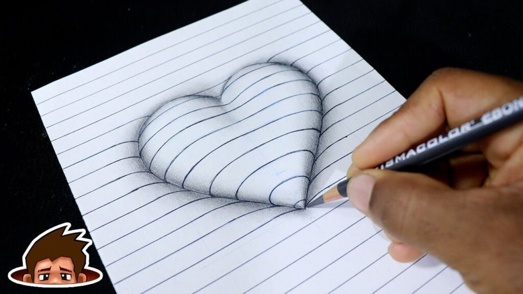 How To Draw 3D Embossed Heart Easy Pencil Drawing