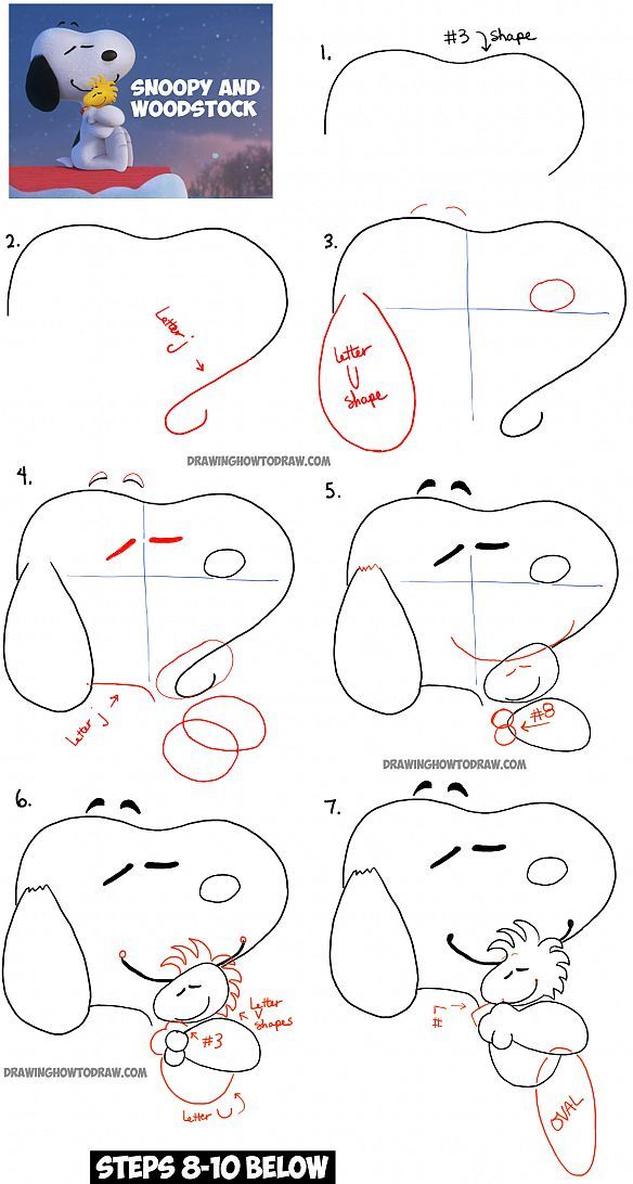 How to Draw Snoopy and Woodstock Hugging from The Peanuts Movie - How to Draw St