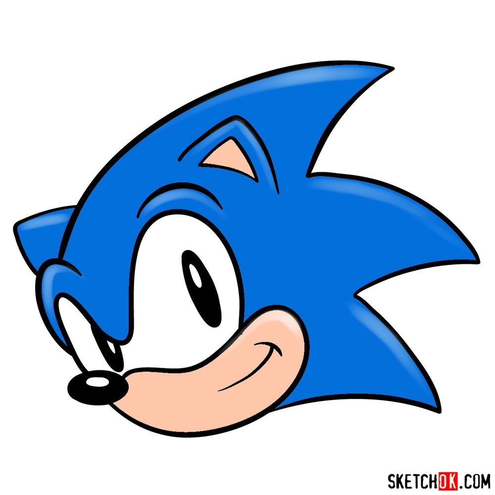 How To Draw Sonic The Hedgehog'S Face - Sketchok Easy Drawing Guides