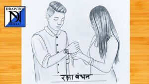 How to draw sister tying raksha b,han to brother | Pencil sketch for beginner  Images