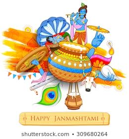 Illustration Lord Krishana Happy Janmashtami Stock Vector (Royalty Free) 3096802