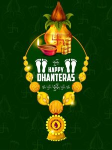 Illustration of Decorated Diya for Happy Dhanteras Diwali Holiday Background Sto HD Wallpaper