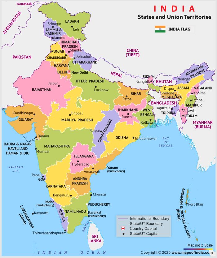 India Map | Free Map of India With States, UTs and Capital Cities to Download - 