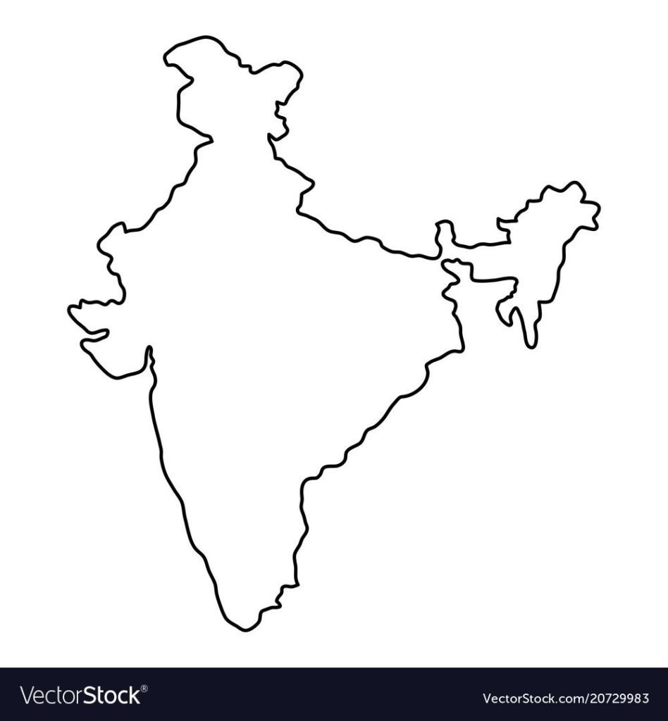 India Map Of Black Contour Curves Vector Image On Vectorstock