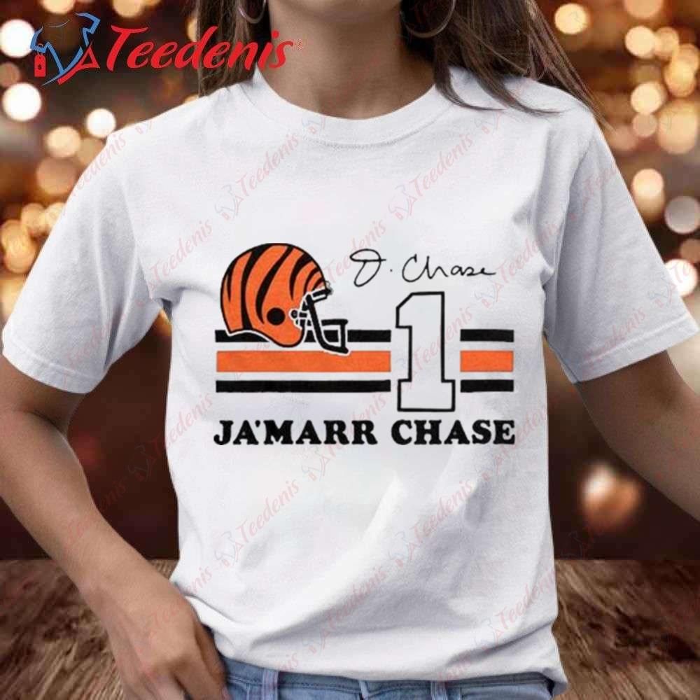 Ja'Marr Chase #1 Signature Cincinnati Bengals Shirt, Bengals Fan Gifts