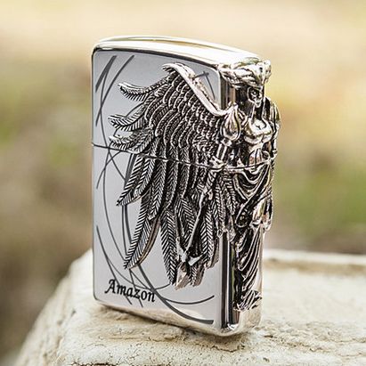 Japanese Plated Silver Amazon Plated Emblem Zippo Lighter