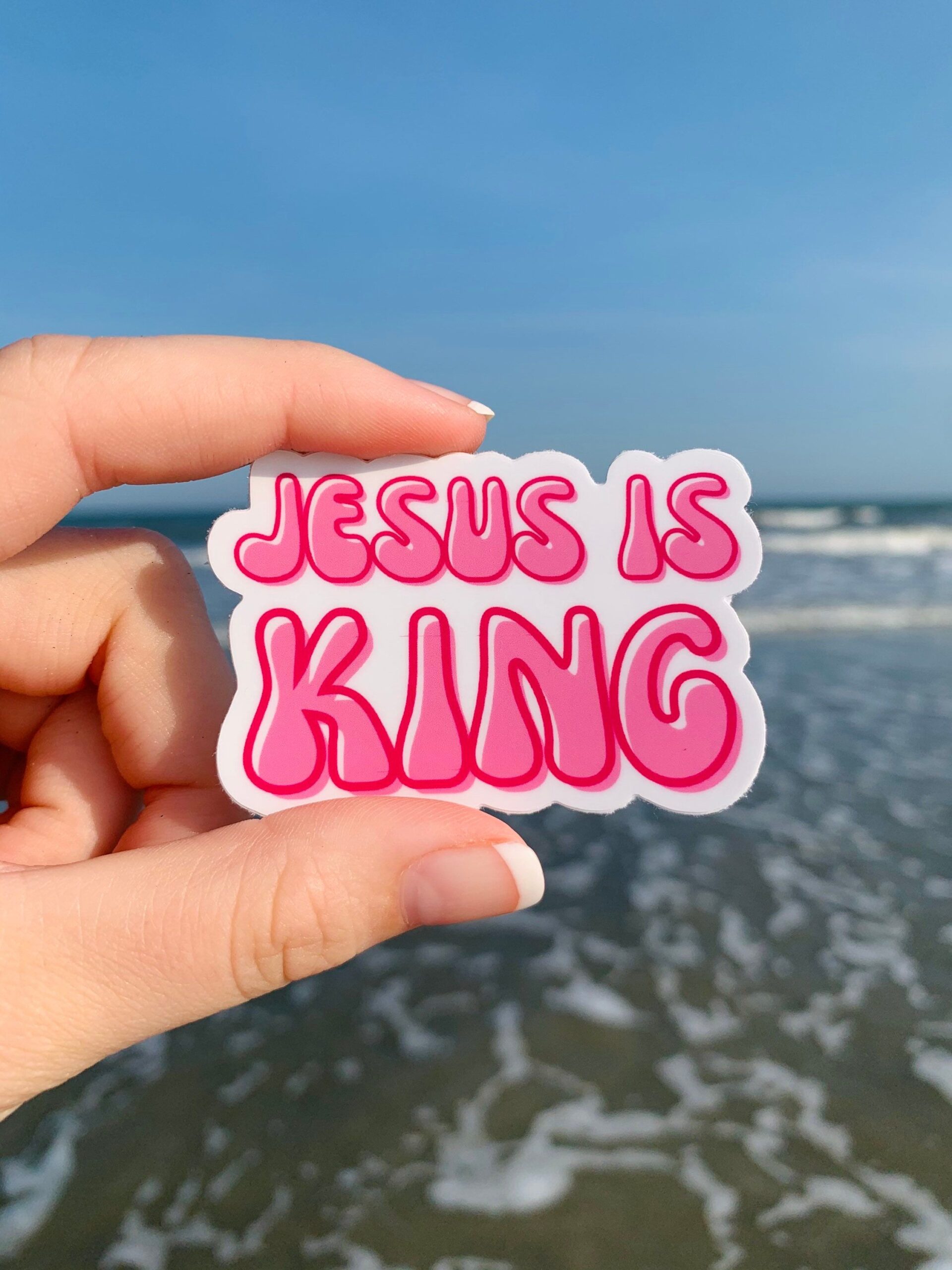 Jesus is King Sticker, Christian Weatherproof Sticker, Cute Christian Sticker,