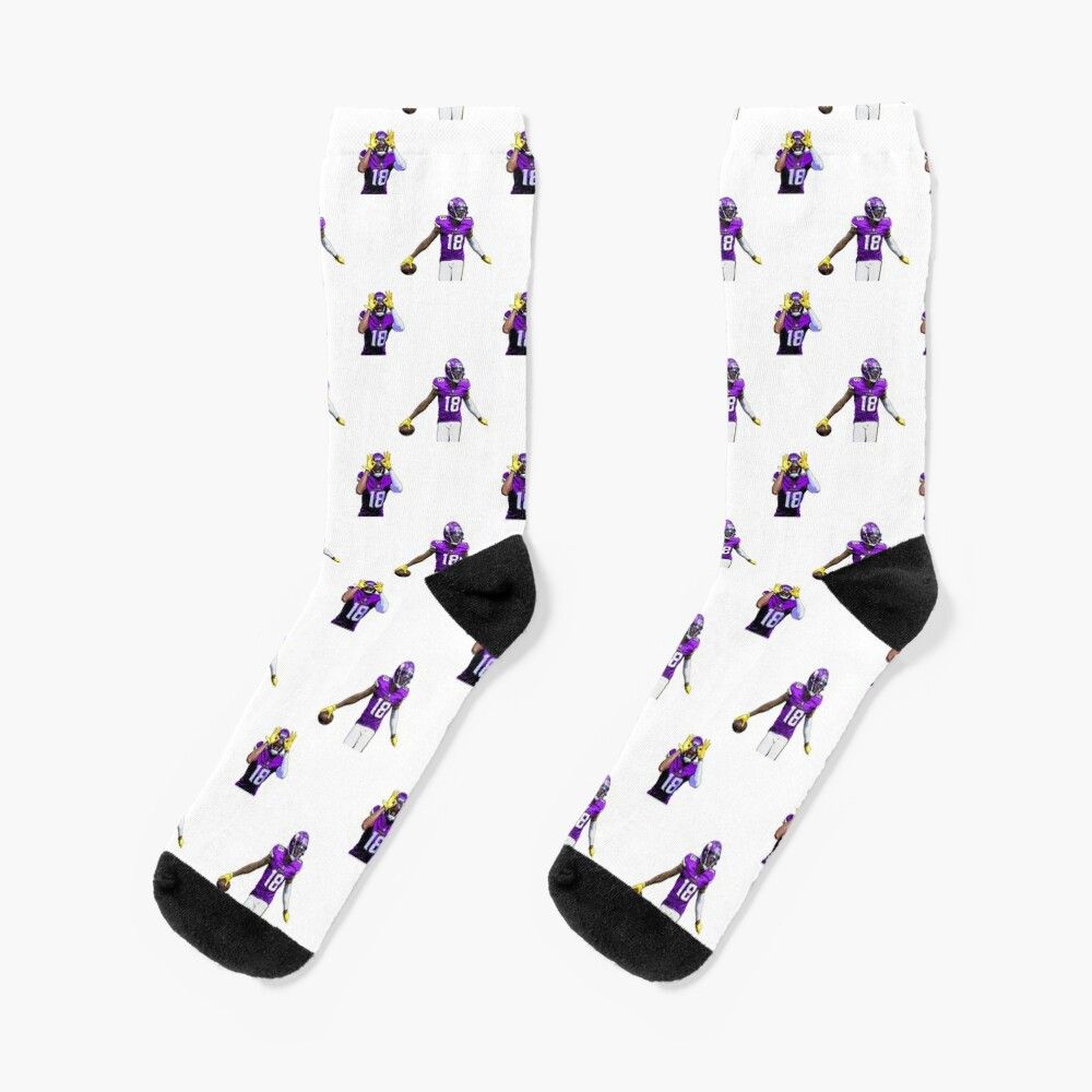 Justin Jefferson Griddy Dance Print Socks by U-Imaginations