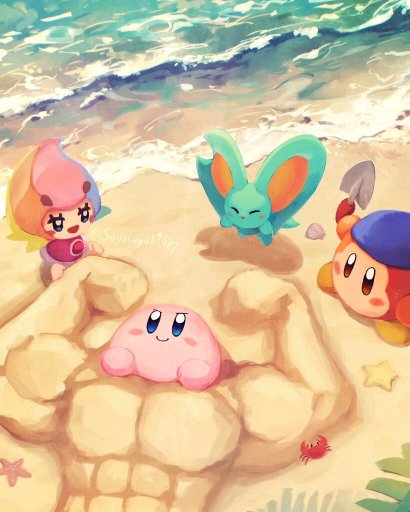 Kirby And Friends On The Beach