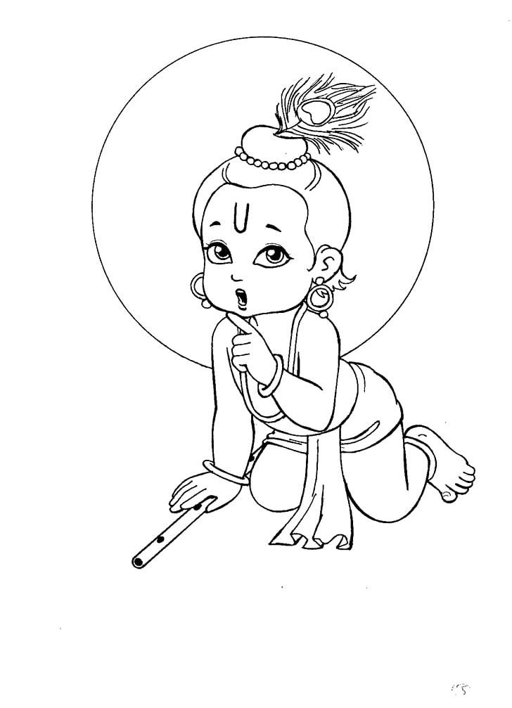 Krishna Janmashtami Drawing Bala Krishna Radha Krishna PNG - Free Download