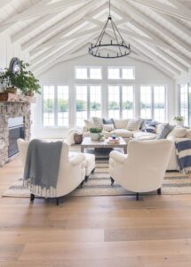 Lake House Blue and White Living Room Decor HD Wallpaper