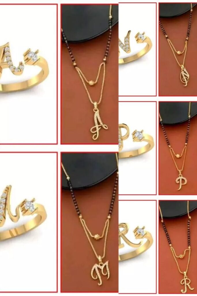 Letter Name Mangalsutra With Alphabet Name Fingure Ring Combo Pack