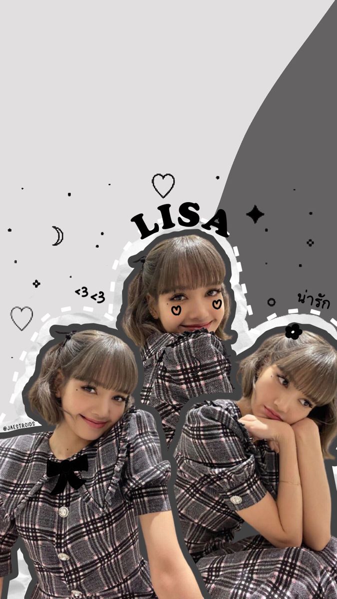 Lisa cute black grey cutout collage HD Wallpaper