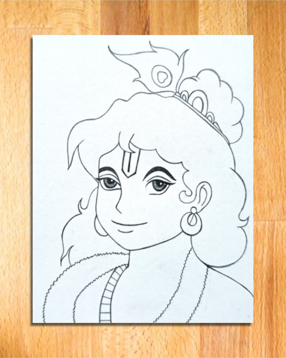 Lord Krishna Sketch Easy - Step by Step | Shri Krishna Thakur Drawing