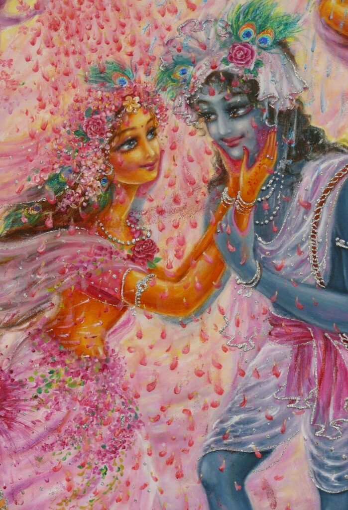 Lord Krishna-Radha Playing Flower Holi