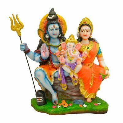 Lord Shiva Family Hindu God Poster With Glitter Effect