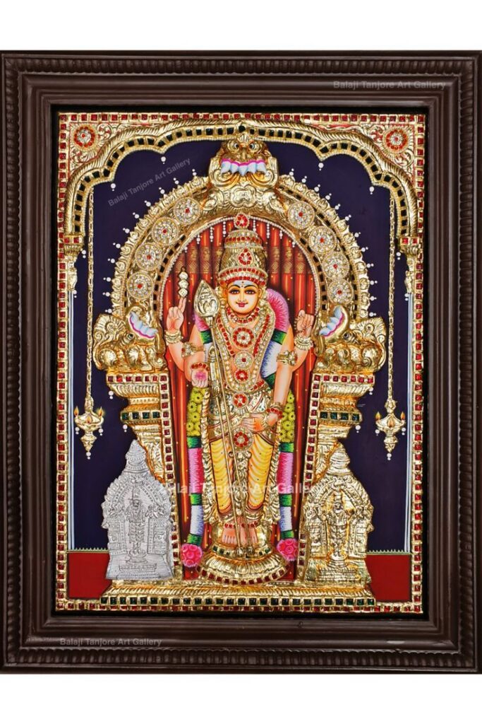 Lord Thiruchendur Murugan 3D Tanjore Painting Images