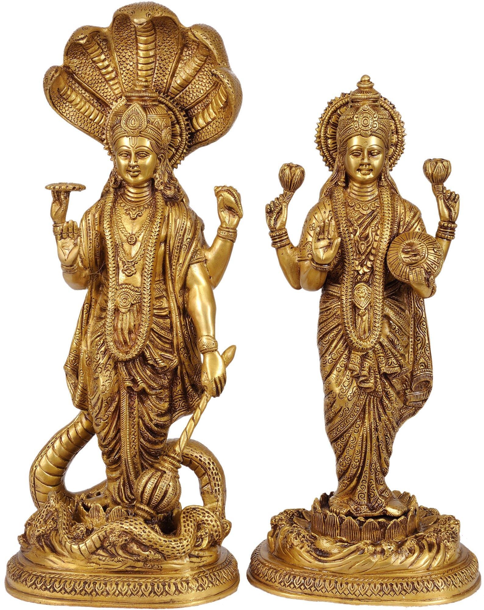 Lord Vishnu Standing on Sheshnag with Lakshmi Ji