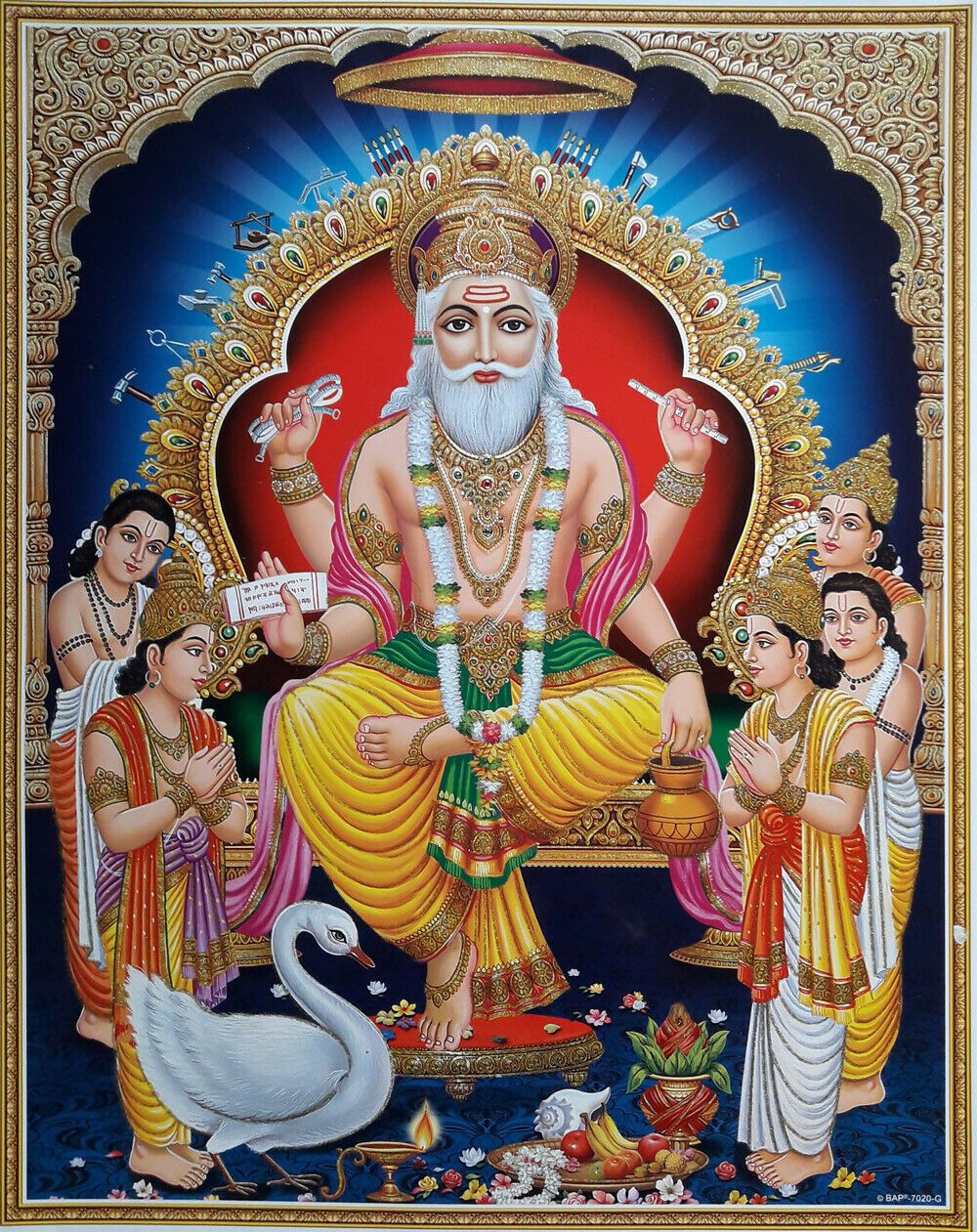 Lord Vishwakarma Vishvakarma , Poster 11×15″ Golden Effect Glossy Paper