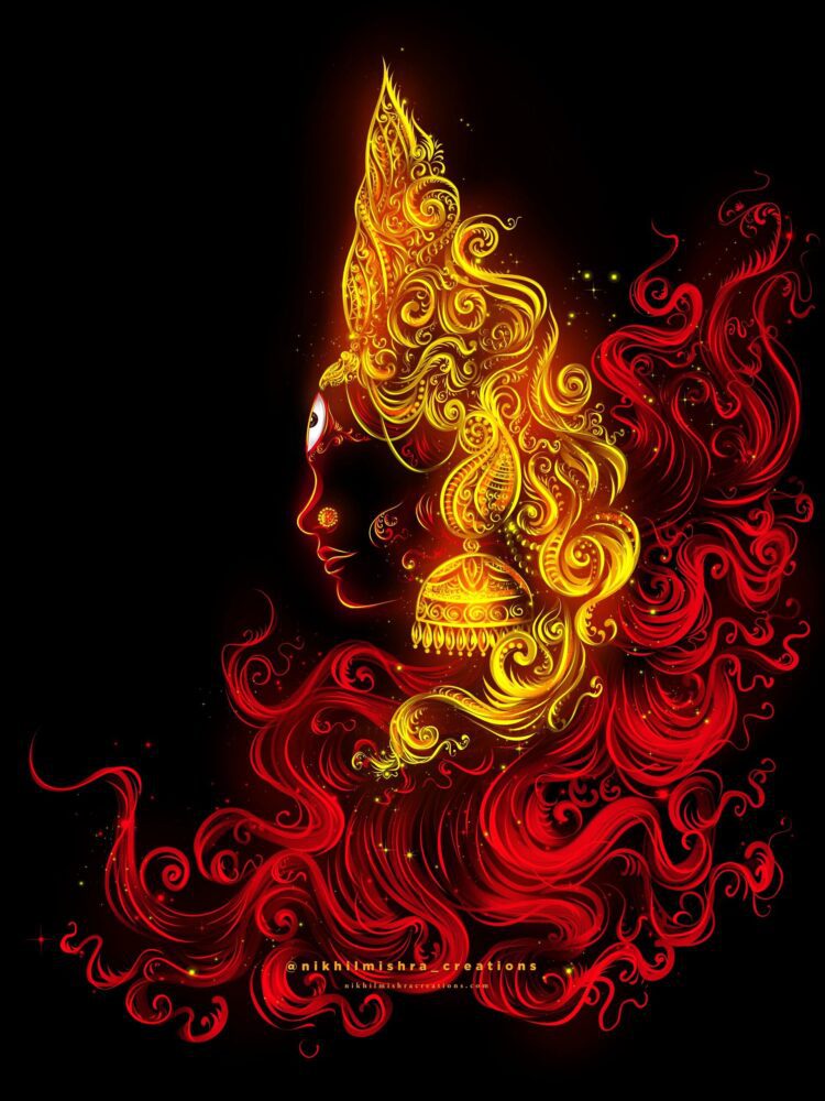 Maa Durga Face Digital Painting Nikhil Mishra Images